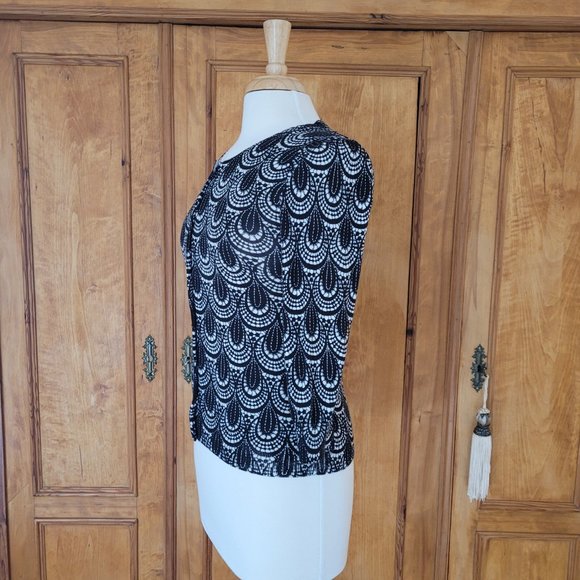 Talbots Black and White Button up Round Neck Cardigan Woman's. Size XS - Picture 6 of 9